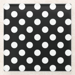 Weiße Polka Punkte auf schwarz Glasuntersetzer