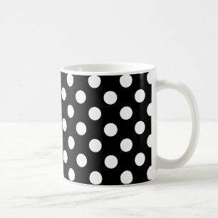 Weiße Polka Punkte auf schwarz Kaffeetasse