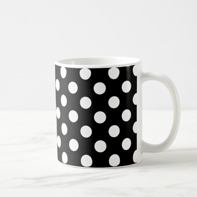 Weiße Polka Punkte auf schwarz Kaffeetasse (Rechts)