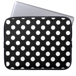 Weiße Polka Punkte auf schwarz Laptopschutzhülle