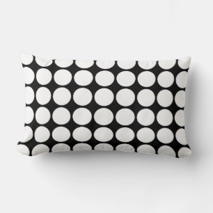 Weiße Polka Punkte auf schwarz Lendenkissen