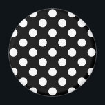 Weiße Polka Punkte auf schwarz Magnet<br><div class="desc">Weiße Polka Punkte auf schwarz</div>