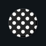 Weiße Polka Punkte auf schwarz Magnet<br><div class="desc">Weiße Polka Punkte auf schwarz</div>
