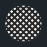 Weiße Polka Punkte auf schwarz Pappteller<br><div class="desc">Weiße Polka Punkte auf schwarz</div>