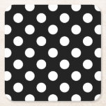 Weiße Polka Punkte auf schwarz Rechteckiger Pappuntersetzer<br><div class="desc">Weiße Polka Punkte auf schwarz</div>