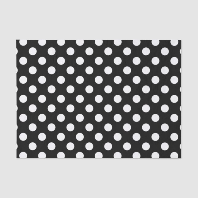 Weiße Polka Punkte auf schwarz Seidenpapier (Vorderseite)