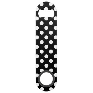 Weiße Polka Punkte auf schwarz Speed Flaschenöffner