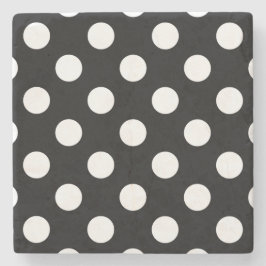 Weiße Polka Punkte auf schwarz Steinuntersetzer