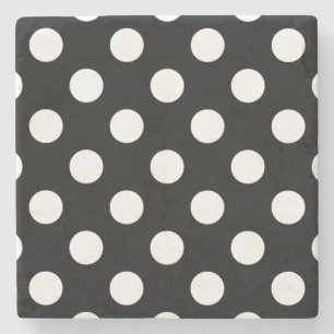 Weiße Polka Punkte auf schwarz Steinuntersetzer