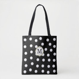 Weiße Polka-Punkte auf schwarz Tasche