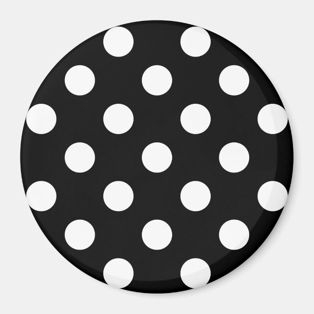 Weiße Polka Punkte auf schwarzem Hintergrund Magnet (Vorne)