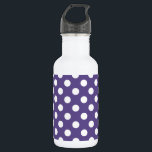 Weiße Polka-Punkte auf Ultraviolett Edelstahlflasche<br><div class="desc">Pantone's Farbe des Jahres für 2018 ist ultraviolett.</div>