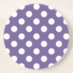 Weiße Polka-Punkte auf Ultraviolett Getränkeuntersetzer
