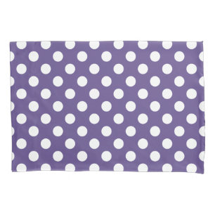 Weiße Polka-Punkte auf Ultraviolett Kissenbezug
