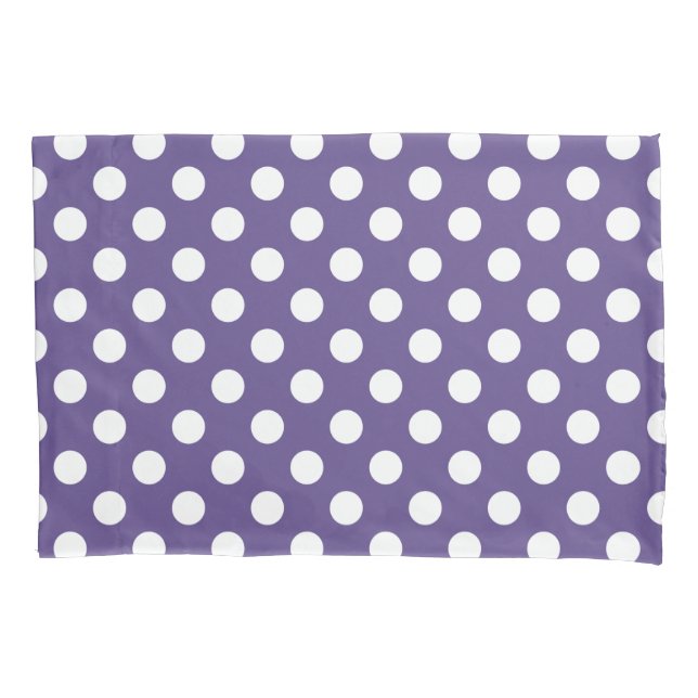 Weiße Polka-Punkte auf Ultraviolett Kissenbezug (Vorderseite)