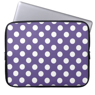 Weiße Polka-Punkte auf Ultraviolett Laptopschutzhülle