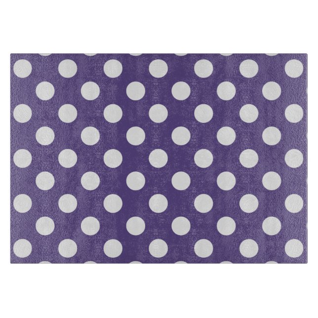 Weiße Polka-Punkte auf Ultraviolett Schneidebrett (Vorderseite)