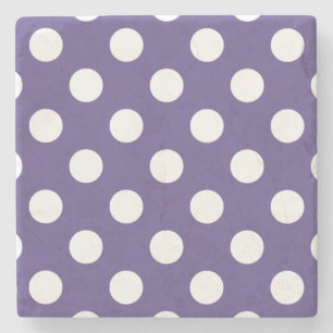 Weiße Polka-Punkte auf Ultraviolett Steinuntersetzer
