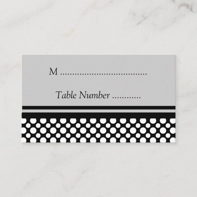 Weiße Polka-Punkte benutzerdefinierte Tafelkarten Platzkarte (Vorderseite)