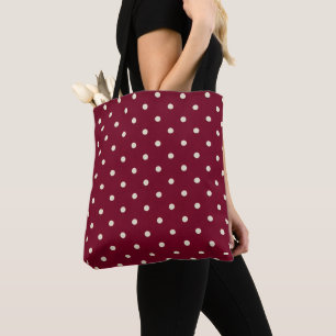 Weiße Polka-Punkte Burgunderrot  Tasche