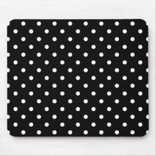weiße Polka-Punkte in schwarz Mousepad