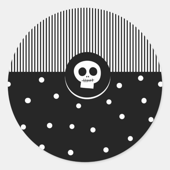 Weiße Polka-Punkte und Streifen Runder Aufkleber (Vorderseite)