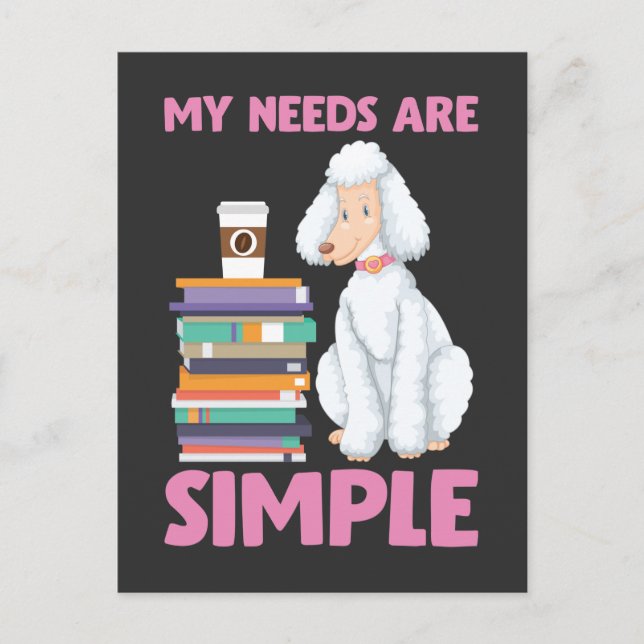 Weiße Poodle Bücher und Coffee Lover Bookworm Postkarte (Vorderseite)