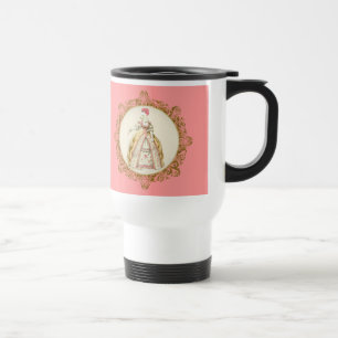 Weiße Poodle Marie Antoinette Verzierte Kunst Reisebecher