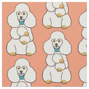 Weiße Poodle Stoff
