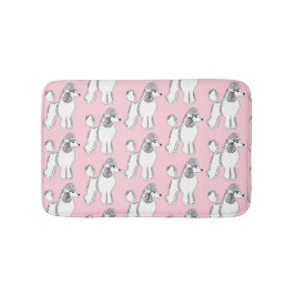 Weiße Poodles-Muster hellrosa Bath Mat Badematte