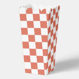 Weiße Popcorn-Einladungstüten mit Terrakotta-Quadr Geschenkschachtel