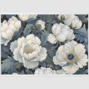 Weiße Poppies im großen Maßstab decoupage Seidenpapier