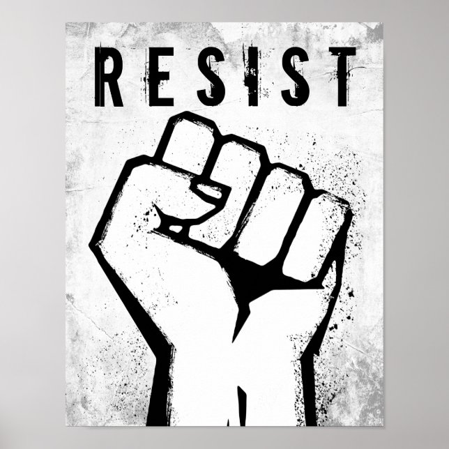 Weiße Protestfaust Poster (Vorne)