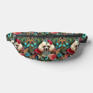 Weiße Pudel-Hund Retro-Tasche Bauchtasche