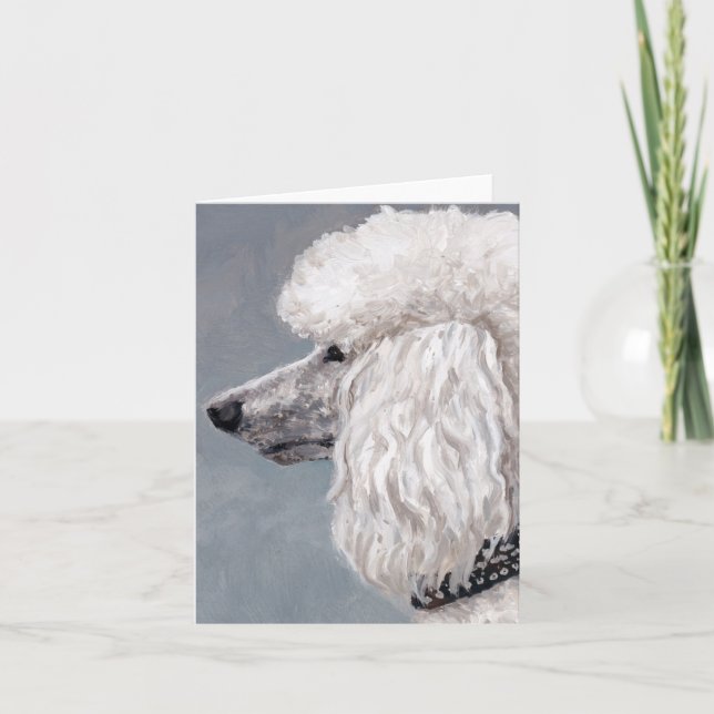 Weiße Pudel-Hundekunst-Anmerkungs-Karte Karte (Vorderseite)