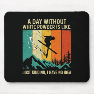 Weiße Pulverschnee Retro Skis Snowboard Skifahren  Mousepad
