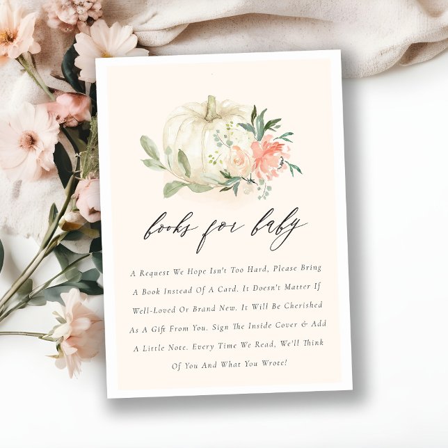 Weiße Pumpkin Blush Blumenbücher für Babydusche Begleitkarte (Von Creator hochgeladen)