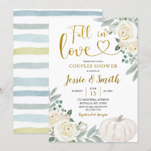 Weiße Pumpkin Fall in Liebe Couple Dusche Einladung
