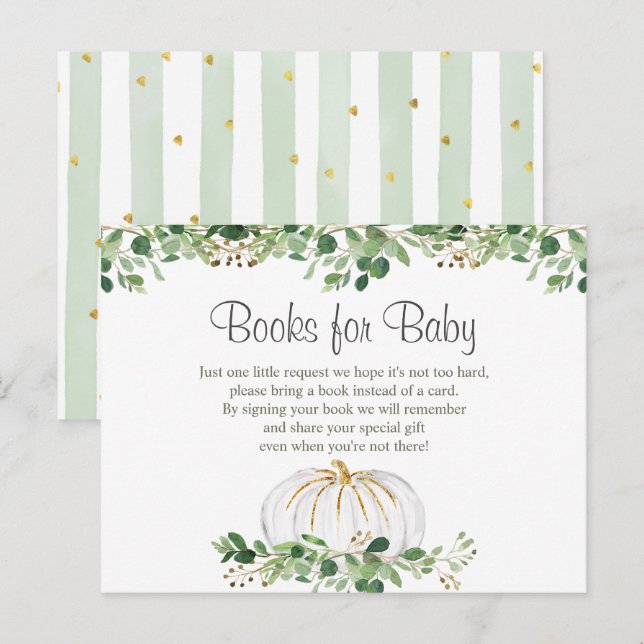 Weiße Pumpkin Grünbücher für Baby Postcard Postkarte (Vorne/Hinten)