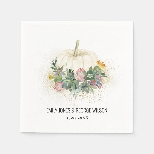 WEISSE PUMPKIN PINK PROTEA ERFOLGREICH FAUNA WEDD SERVIETTE (Vorderseite)