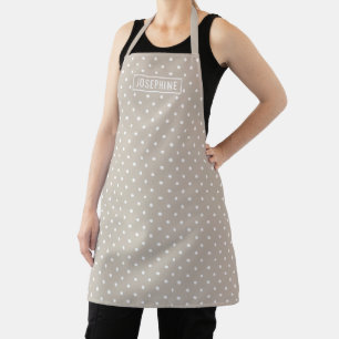 Weiße Punkte auf beigem Hintergrund mit individuel Schürze