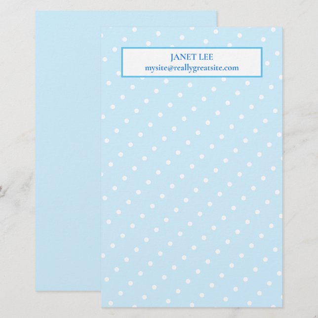 Weiße Punkte auf Custom Blue Stationery Briefpapier (Vorne/Hinten)