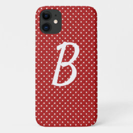 weiße Punkte auf rotem Monogramm Case-Mate iPhone Hülle