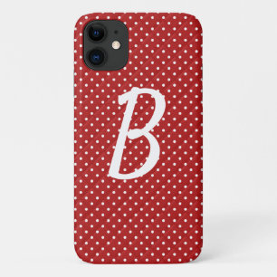 weiße Punkte auf rotem Monogramm Case-Mate iPhone Hülle