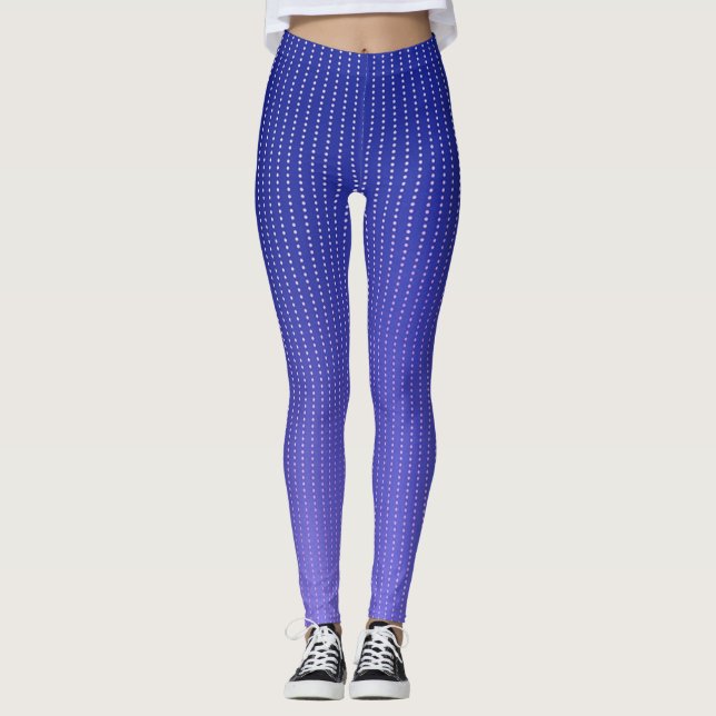 Weiße Punkte blaues Muster Leggings (Vorderseite)