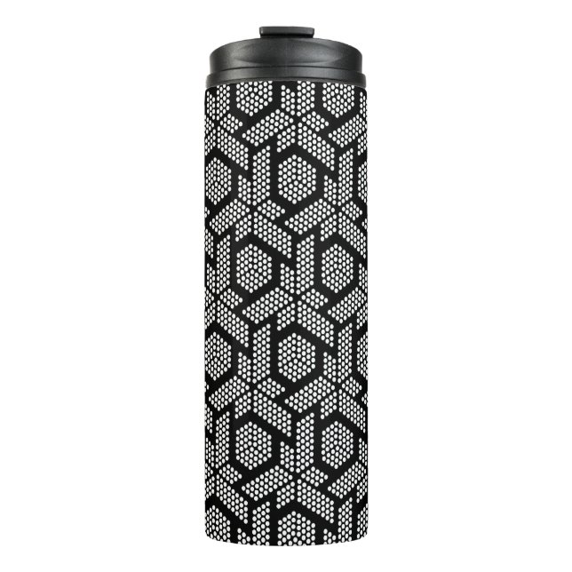 Weiße Punkte geometrisches Muster thermische Tumbl Thermosbecher (Vorderseite)