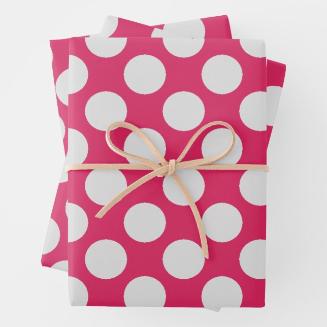 Weiße Punkte heiß rosa Geschenkpapier Set (Beispiel)