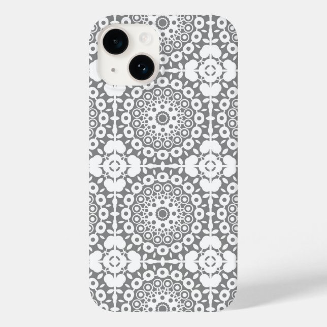 Weiße Quadrate auf hellgrauem Hintergrund Case-Mate iPhone 14 Hülle (Rückseite)