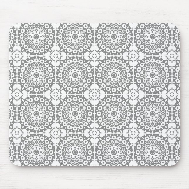 Weiße Quadrate auf hellgrauem Hintergrund Mousepad (Vorne)