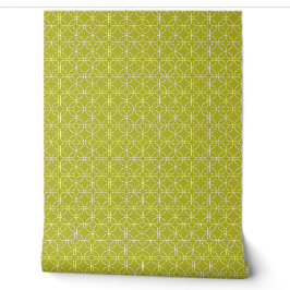 Weiße Quadrate Kreise auf Avocado Green Mitte Jahr Tapete